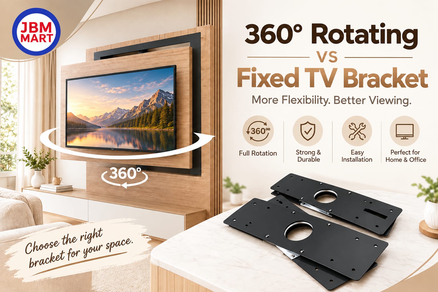 360° Rotating vs Fixed TV Bracket: What Changes?